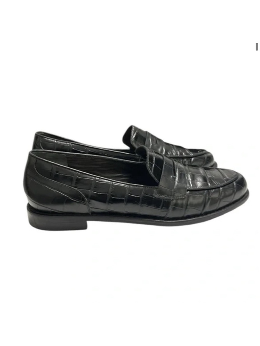 Porte & Paire Women's Black Millie Alligator Embossed Loafers Size 38.5